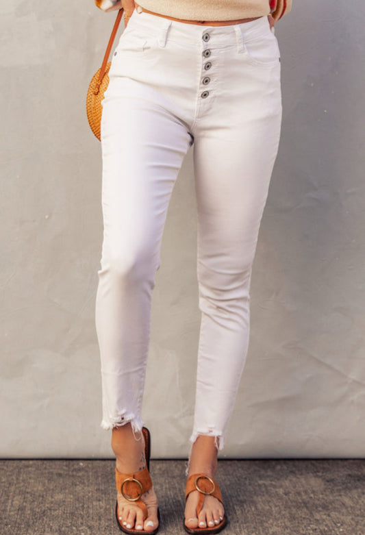 White High Waisted Skinny Jeans